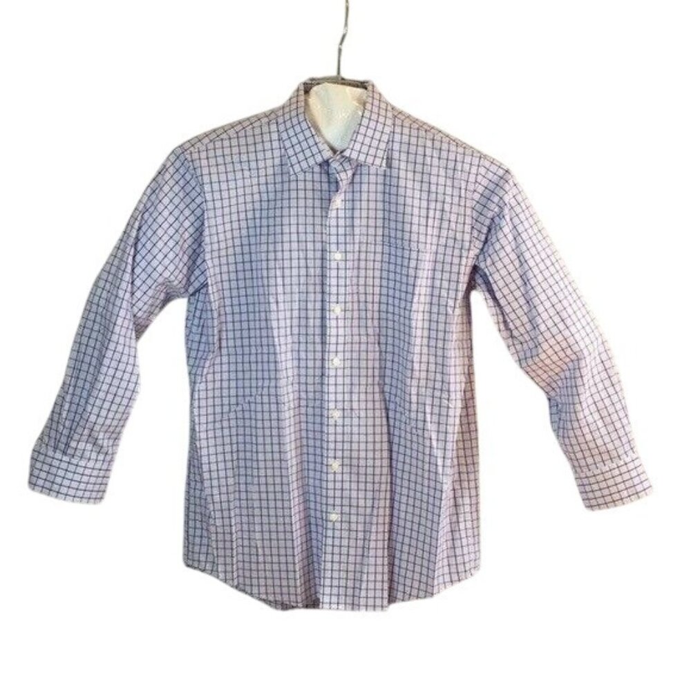 Member’s Mark Button Down Shirt Purple Check Pattern 16 32/33
